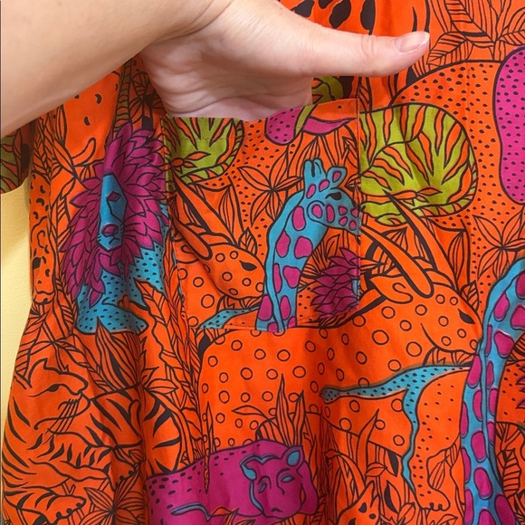 Vintage Design House Open Tie-Back Square Neck Hidden Safari Animal Top Shirt - Picture 9 of 15